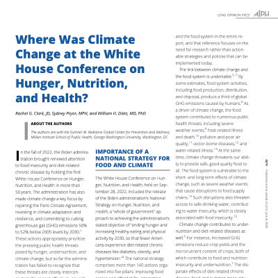 Front page of Where Was Climate Change at the White House Conference on Hunger, Nutrition, and Health?