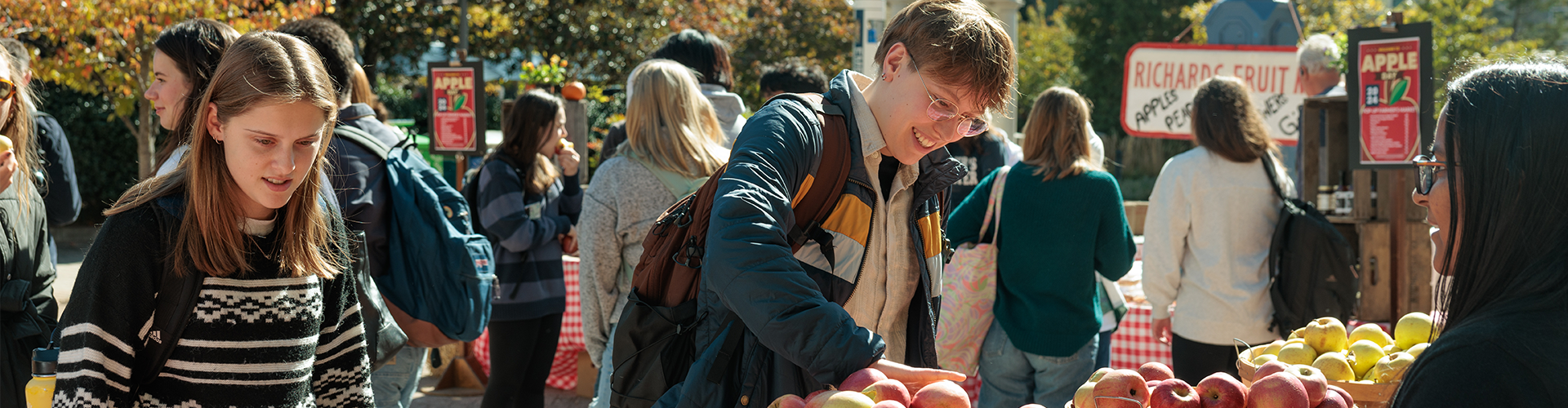 students selecting apples at apple fest
