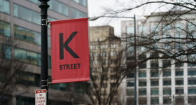 A K St. banner is seen in downtown Washington, D.C., on Monday, January 30, 2023.