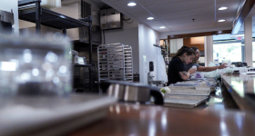 Students prepare meals in the World on a Plate class in September 2023.