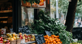 Corner market with fresh produce